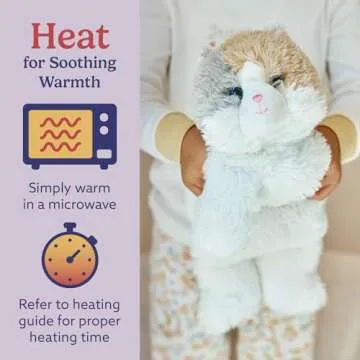 warmies Microwavable & Weighted Stuffed Animals, Calico Cat - Heated Stuffed Animal Plushie for Warmth & Comfort - Cute Soft Plush Toys for Boys, Girls, Babies & Toddlers