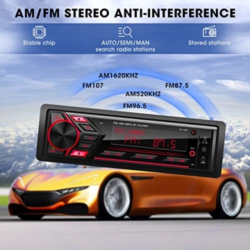 Premium Bluetooth Single Din Car Stereo System with USB