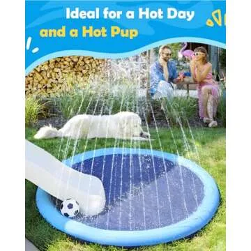 Peteast Dog Splash Pad for Large Dogs 51" Outdoor Fun