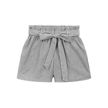 RK RUBY KARAT Womens Casual High Waisted Self Tie Striped Linen Summer Shorts