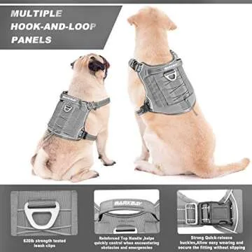 Tactical Dog Harness Large,Military Service Weighted Dog Vest Harness Working Dog MOLLE Vest with Loop Panels,No-Pull Training Harness with Leash Clips for Walking Hiking Hunting(Grey,L)