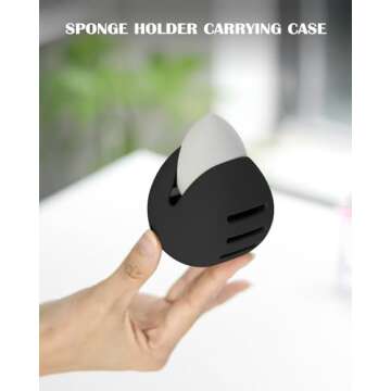 FVION Trendy Makeup Sponge Holder - Silicone Beauty Blender Holder, Silky Smooth Makeup Sponge Case, Beauty Blender Travel Case - Makeup Sponge Container (Black)