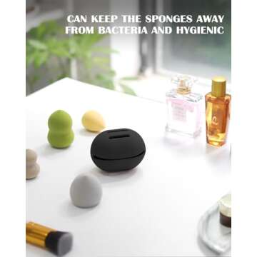 FVION Trendy Makeup Sponge Holder - Silicone Beauty Blender Holder, Silky Smooth Makeup Sponge Case, Beauty Blender Travel Case - Makeup Sponge Container (Black)