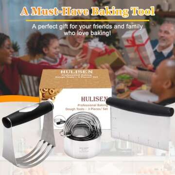 HULISEN Stainless Steel Biscuit Cutter Set, Pastry Scraper and Dough Blender, Sturdy & Long-Lasting ...