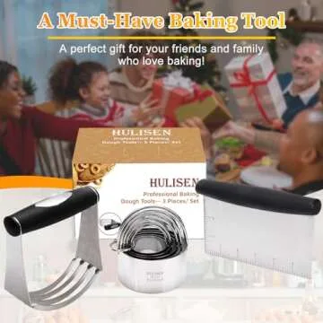 HULISEN Stainless Steel Biscuit Cutter Set, Pastry Scraper and Dough Blender, Sturdy & Long-Lasting ...