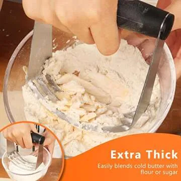 HULISEN Stainless Steel Biscuit Cutter Set, Pastry Scraper and Dough Blender, Sturdy & Long-Lasting with Ergonomic Rubber Grip, Professional Baking Dough Tools, Gift Package (3 Pcs/Set)