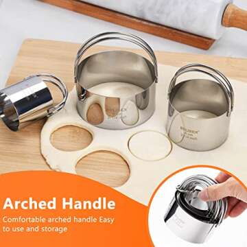 HULISEN Stainless Steel Biscuit Cutter Set, Pastry Scraper and Dough Blender, Sturdy & Long-Lasting with Ergonomic Rubber Grip, Professional Baking Dough Tools, Gift Package (3 Pcs/Set)