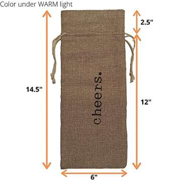 Supply Friend Burlap Wine Bag - 12 Jute Wine Bottle Gift Bags with Drawstring and Cheers Print for P...