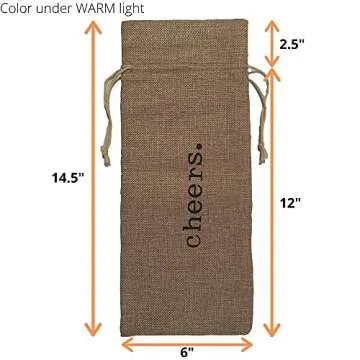 Supply Friend Burlap Wine Bag - 12 Jute Wine Bottle Gift Bags with Drawstring and Cheers Print for P...