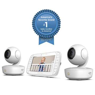motorola MBP36XL-2 Portable Video Baby Monitor, 5-inch Color Screen, 2 Rechargeable Cameras with Rem...