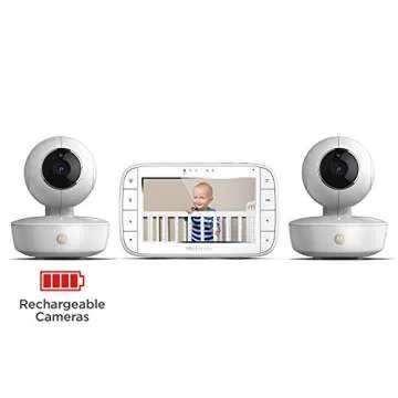 motorola MBP36XL-2 Portable Video Baby Monitor, 5-inch Color Screen, 2 Rechargeable Cameras with Remote Pan, Tilt, and Zoom, Two-Way Audio, and Room Temperature Display