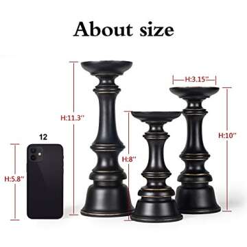 Resin Candle Holders Set of 3- Home Decor Pillar Candle Stand, Coffee Table Decor Centerpieces for F...