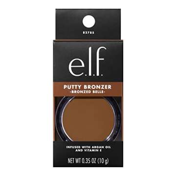 e.l.f. Putty Bronzer, Creamy & Highly Pigmented Formula, Creates a Long-Lasting Bronzed Belle Glow, Infused with Argan Oil & Vitamin E, 0.35 Oz