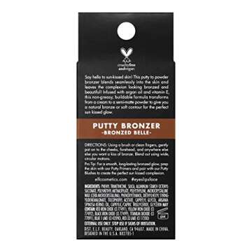 e.l.f. Putty Bronzer, Creamy & Highly Pigmented Formula, Creates a Long-Lasting Bronzed Belle Glow, Infused with Argan Oil & Vitamin E, 0.35 Oz