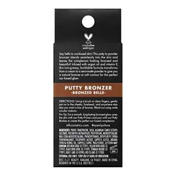 e.l.f. Putty Bronzer, Creamy & Highly Pigmented Formula, Creates a Long-Lasting Bronzed Belle Glow, Infused with Argan Oil & Vitamin E, 0.35 Oz