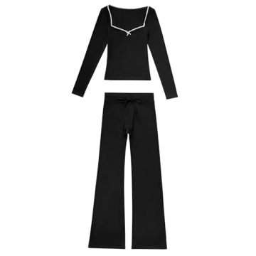 OMKAGI Womens Cute Lounge Set with Lace Details