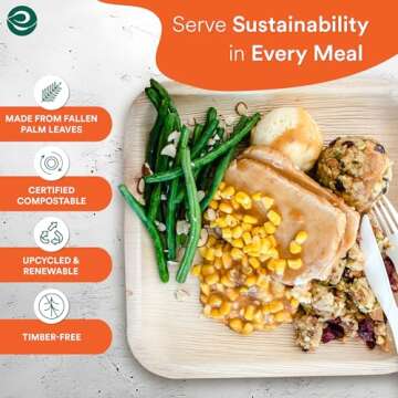 ECO SOUL Compostable 10 Inch Palm Leaf Square Plates (20 Count) Like Bamboo Plates | Biodegradable |...