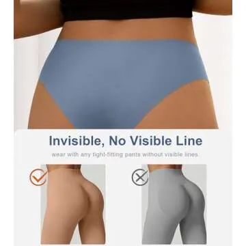 DEANGELMON Seamless Underwear for Women No Show Bikini Panties Comfortable Stretch Invisible Ladies Hipster Briefs 6 Pack Small