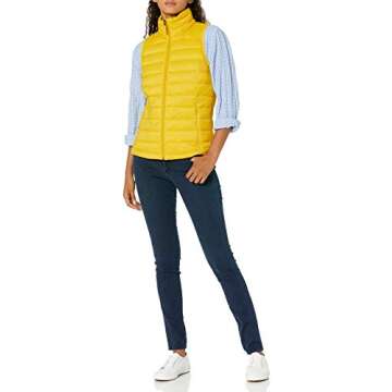 Amazon Essentials Women's Lightweight Water-Resistant Packable Puffer Vest, Yellow, Large