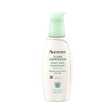 Aveeno Clear Complexion Sheer Daily Face Moisturizer with Broad Spectrum SPF 30 Sunscreen & Total So...