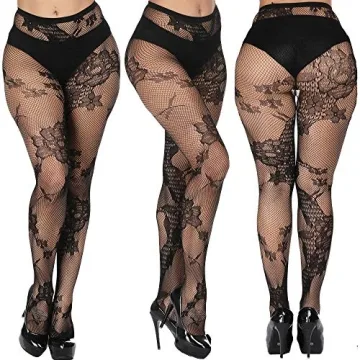 DOIAESKV Plus Size Fishnet Tights for Women - 4 Pairs