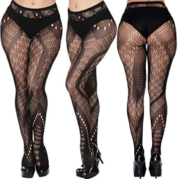 DOIAESKV Plus Size Fishnet Tights for Women - 4 Pairs