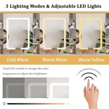 HUAHUU Vanity Desk with Mirror and Lights, Vanity Desk with Sliding LED Mirror, Makeup Vanity with Adjustable 3 Lights Modes, White Vanity with 5 Drawers & 2 Storage Cabinet, for Bedroom