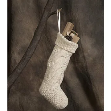 18 Inch Knitted Christmas Stockings - Pack of 2 Cream Style