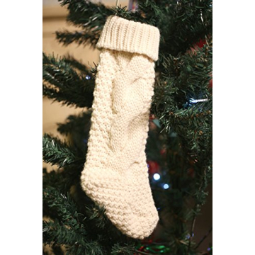 18 Inch Knitted Christmas Stockings - Pack of 2 Cream Style
