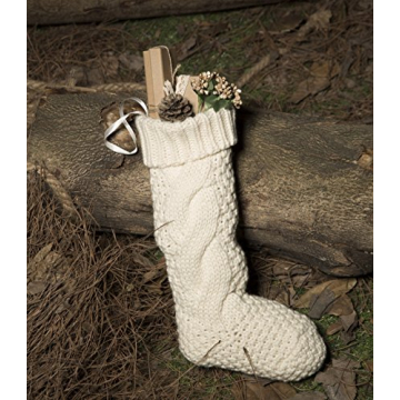 18 Inch Knitted Christmas Stockings - Pack of 2 Cream Style