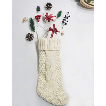 18 Inch Knitted Christmas Stockings - Pack of 2 Cream Style