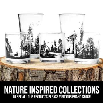 Black Lantern Nature-Themed Whiskey Glass Set - Set of 2