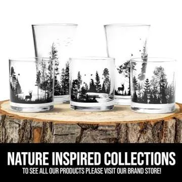 Black Lantern Nature-Themed Whiskey Glass Set - Set of 2