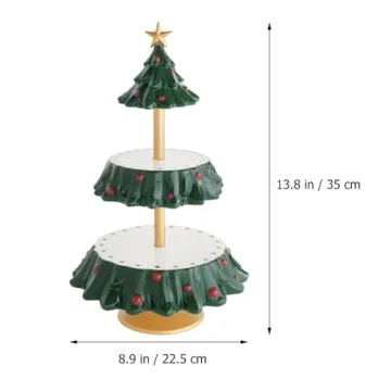 Amosfun Christmas Tree 2-Tiered Cupcake Stand for Events