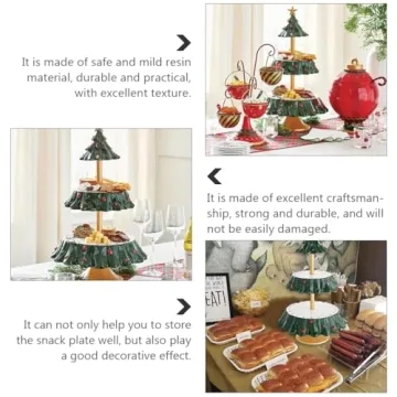 Amosfun Christmas Tree 2-Tiered Cupcake Stand for Events