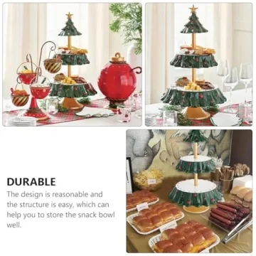 Amosfun Christmas Tree 2-Tiered Cupcake Stand for Events