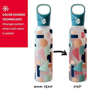 Pyrex 17.5-Oz Color Changing Glass Water Bottle - Eco-Friendly & Leakproof