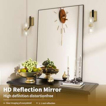 Stylish and Safe BEAUTYPEAK Wall Mirror 24" x 36" for Home