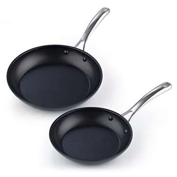 Cooks Standard Frying Omelet Pan Set, 2-Piece Classic Hard Anodized Nonstick 8-Inch/10.5-Inch Saute Skillet Egg Pan, Black