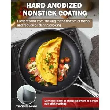 Cooks Standard Frying Omelet Pan Set, 2-Piece Classic Hard Anodized Nonstick 8-Inch/10.5-Inch Saute Skillet Egg Pan, Black