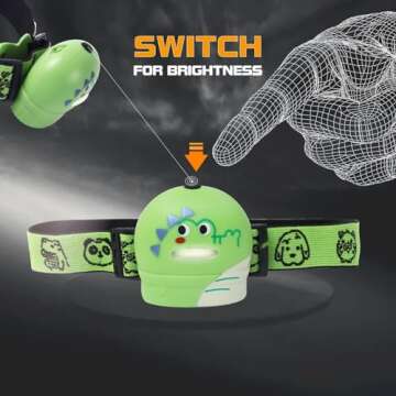 KunHe 4 Pack Kids Headlamp Stocking Stuffers for Kids Christmas Gift for Girls Boys Animals Head Lamp for Camping, Running, Batteries Included