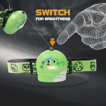 KunHe 4 Pack Kids Headlamp Stocking Stuffers for Kids Christmas Gift for Girls Boys Animals Head Lamp for Camping, Running, Batteries Included