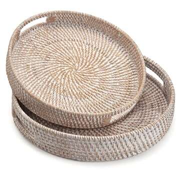 Elegant Round Rattan Serving Tray for Easy Serving Solutions