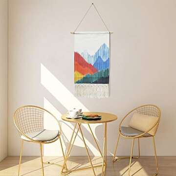 KLOLKUTTA Macrame Woven Wall Hanging, Gray Bohemian Aztec Boho Chic Bohemian Statement Home Geometri...