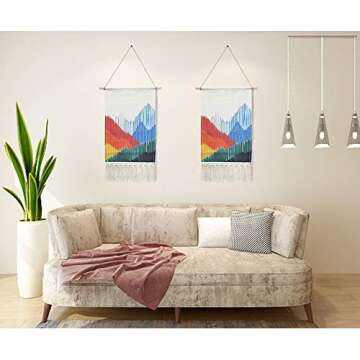 KLOLKUTTA Macrame Woven Wall Hanging, Gray Bohemian Aztec Boho Chic Bohemian Statement Home Geometric Wall Art Decor Beautiful Apartment Dorm Room Decoration