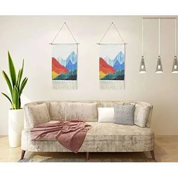 KLOLKUTTA Macrame Woven Wall Hanging, Gray Bohemian Aztec Boho Chic Bohemian Statement Home Geometric Wall Art Decor Beautiful Apartment Dorm Room Decoration