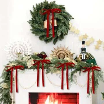 Glitinsel 24 Pcs Velvet Ribbon Bows Twist Tie Coquette Bows for Bachelorette Bridal Shower Coquette Birthday Party Christmas Tree Wreath Decoration Supplies(Width of 5/8",Red)