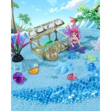 Mermaid Sensory Bin Blue Moldable Sensory Sand Kit Ocean Sensory Play Sand and Sandbox with Lid Colo...