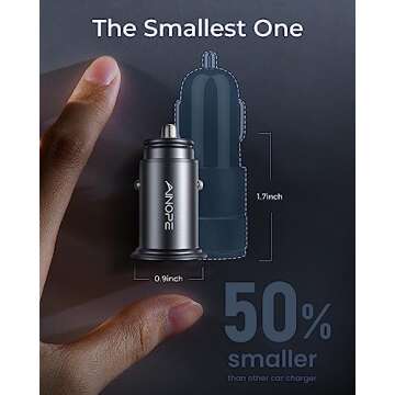 AINOPE Car Charger【Smallest Metal】 4.8A Cigarette Lighter USB Car Phone Charger Dual Port 12V USB Outlet Adapter Flush Fit for iPhone 16 Pro Max/15/14 iPad Samsung Galaxy S25 S24 Ultra, Black