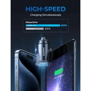 AINOPE Car Charger【Smallest Metal】 4.8A Cigarette Lighter USB Car Phone Charger Dual Port 12V USB Outlet Adapter Flush Fit for iPhone 16 Pro Max/15/14 iPad Samsung Galaxy S25 S24 Ultra, Black